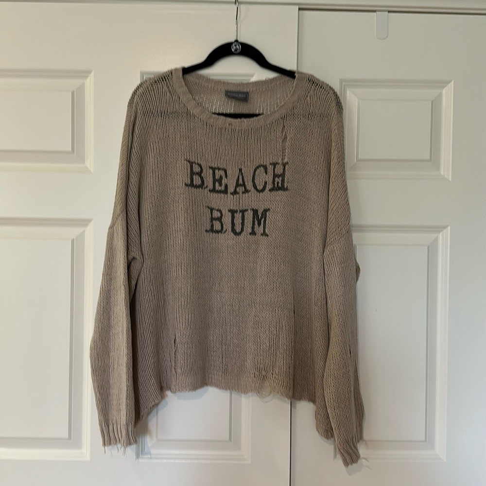 Gorgeous Wooden Ships beach distressed sweater